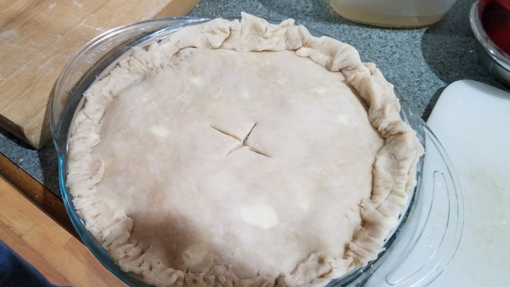 Fully assembled unbaked pie