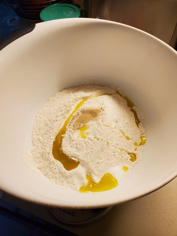 Dry ingredients for dough.