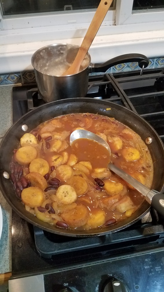Beans and Plantains Cooking