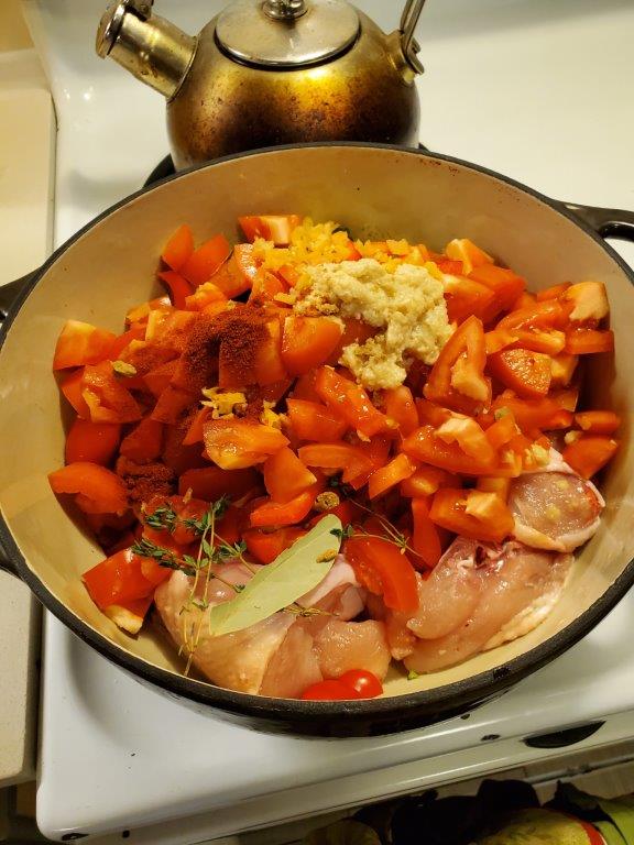 Uncooked chicken stew