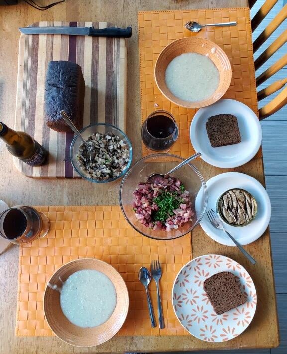 Overhead view of Estonian meal