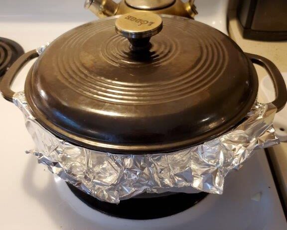 Dutch oven with foil