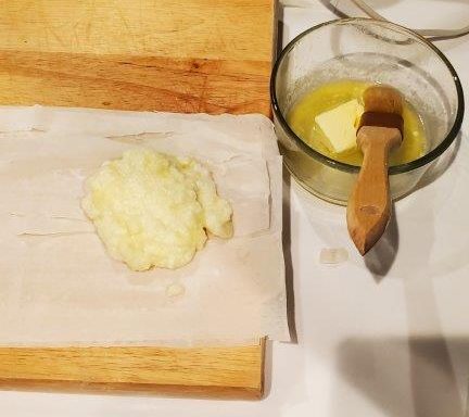 Custard on phyllo sheets