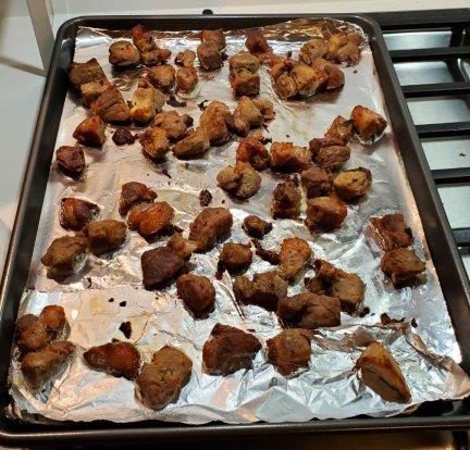 Baked pork chunks