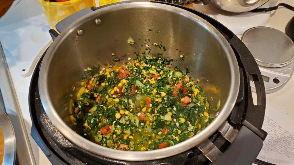Spinach added to the Instant pot