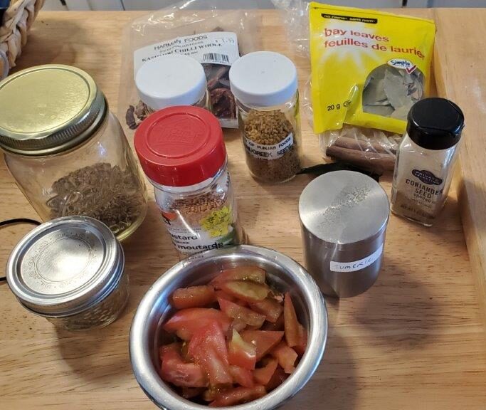 Tempering ingredients for Gujarati Dal