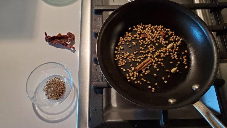 Whole spices roasting