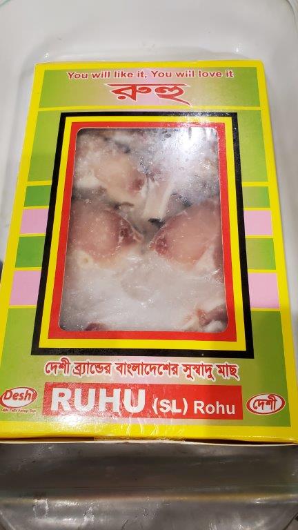 Packaged rohu fish.