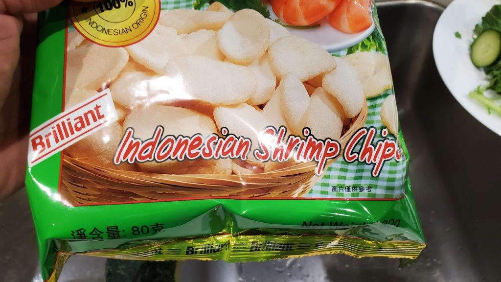 Shrimp chips in a bag