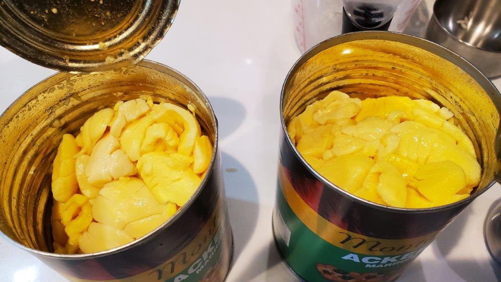Opened cans of ackee