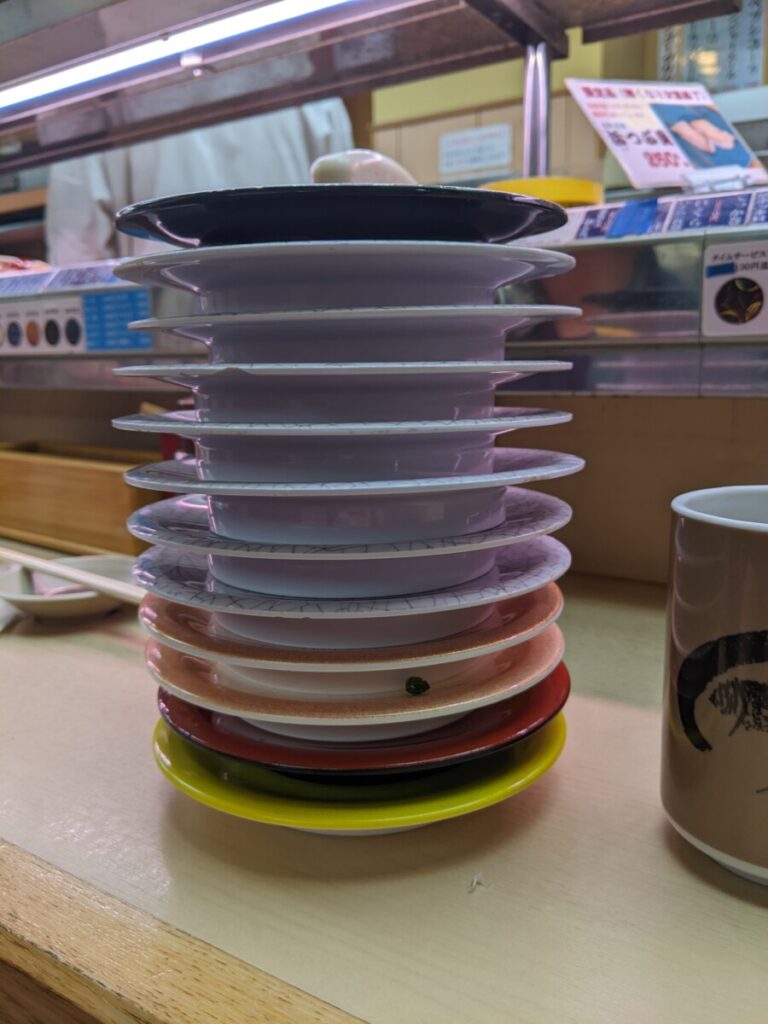 Empty sushi plates