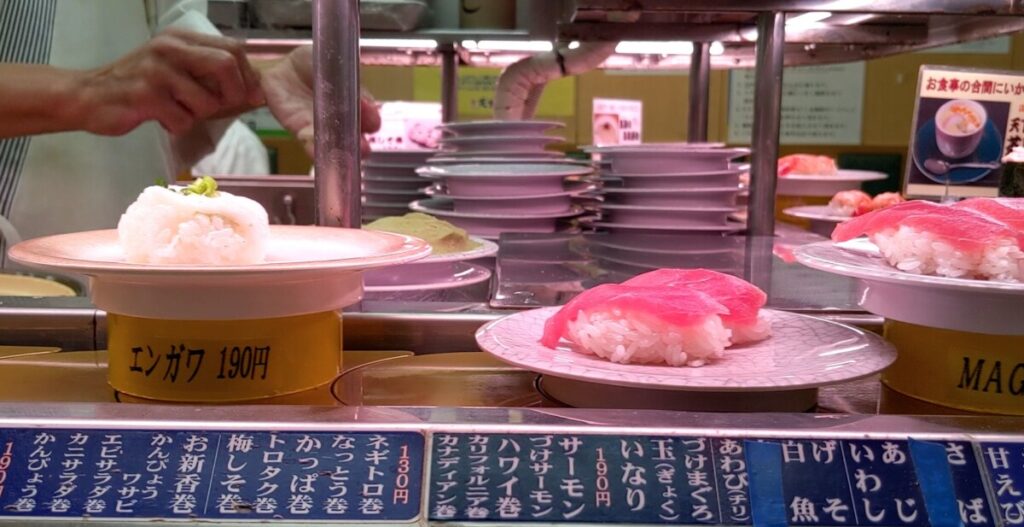 Sushi on a conveyor belt
