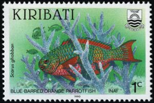 Kiribati stamp with parrotfish.